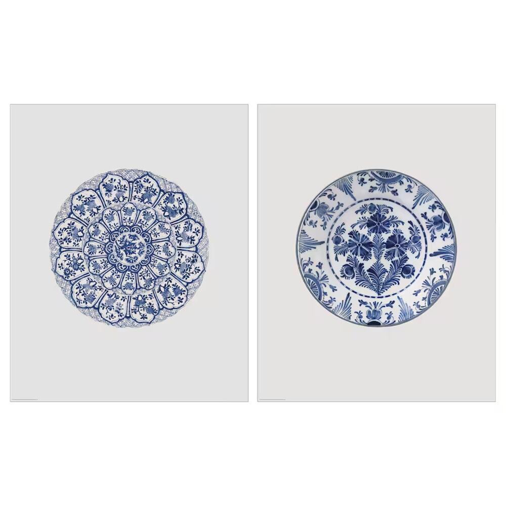 IKEA Bild Decorative Blue Dish Poster Wall Art